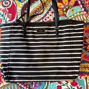 Kate Spade Black and White Striped Tote